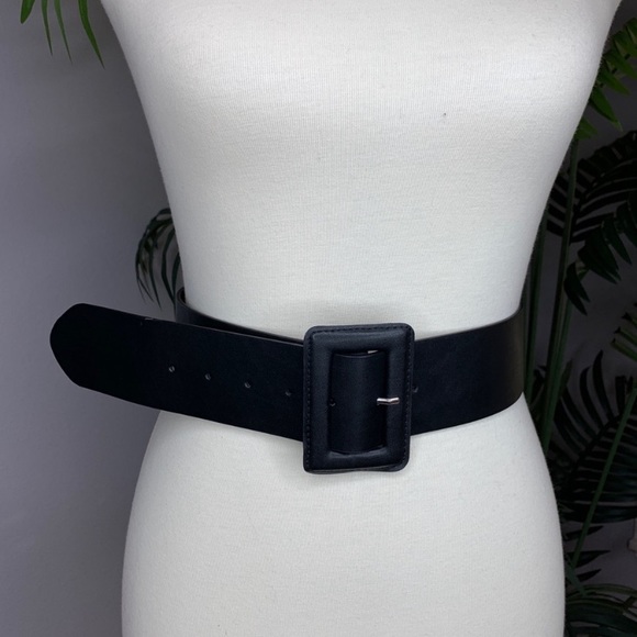ZARA NWOT Black Thick Belt - Picture 1 of 7